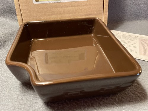 Longaberger Pottery Chocolate Brown Square Party Bowl 6.25" Wide 2"Tall #3227470 - Imagen 8 de 12