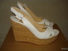 100% AUTH NEW WOMEN LOUBOUTIN REINE LIEGE WHITE LEATHER 120 WEDGE SANDALS US 10 — photo 6