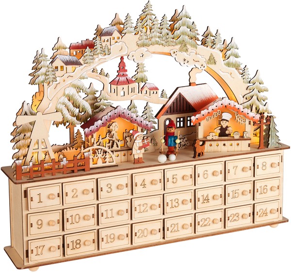 Adventskalender Holz Weihnachtskalender Zum BefüLlen Weihnachtsdorf MarktstäNde-image