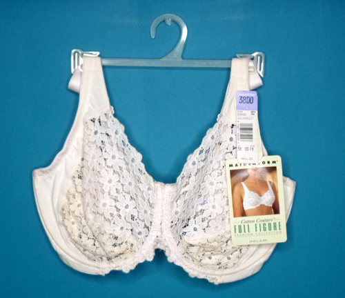NOS Vtg Maidenform Cotton Couture Bra #03200 Full Figure Daisy Lace Sz 38DD