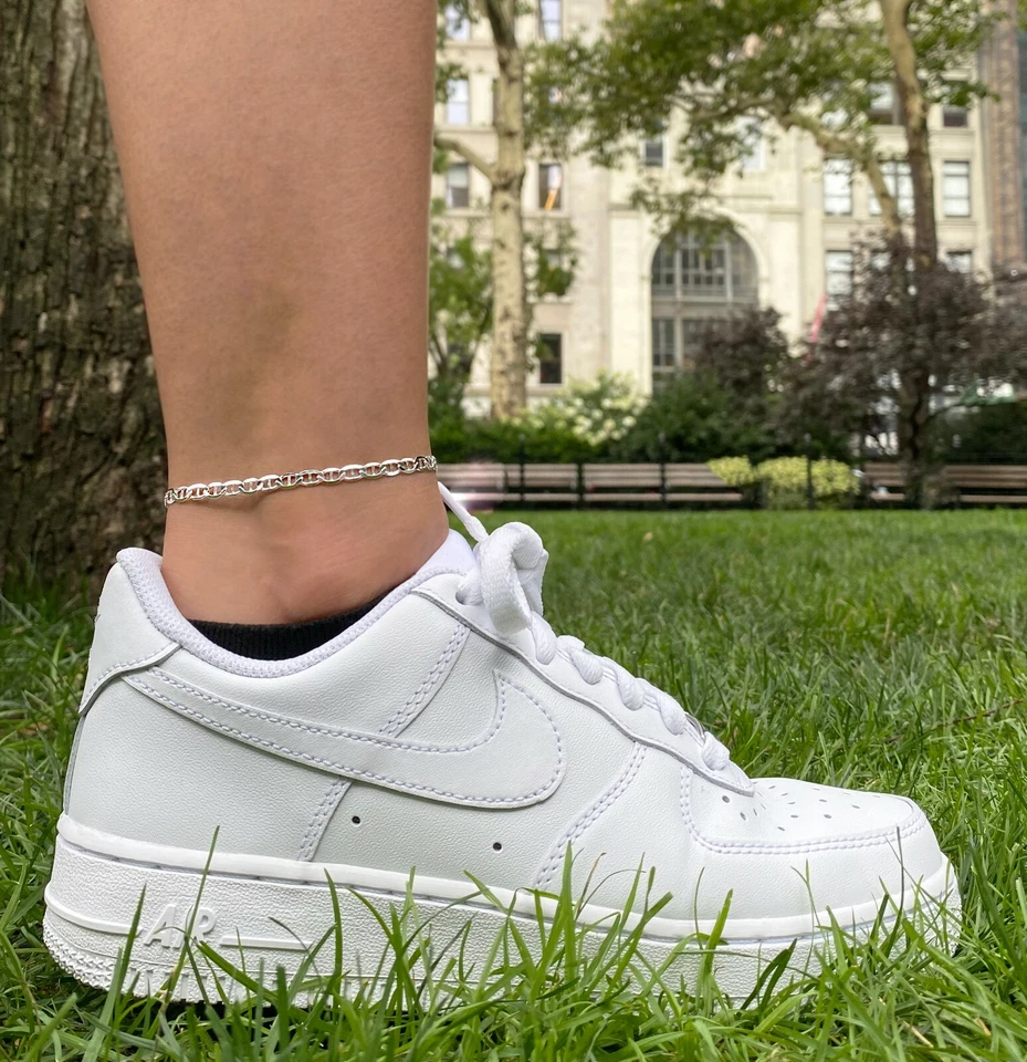 Tobillera de eslabones de cadena Mariner de plata de ley 925 de 4,5 mm - 9"10"11" pulgadas - estampada 925 Foto 2 de 4