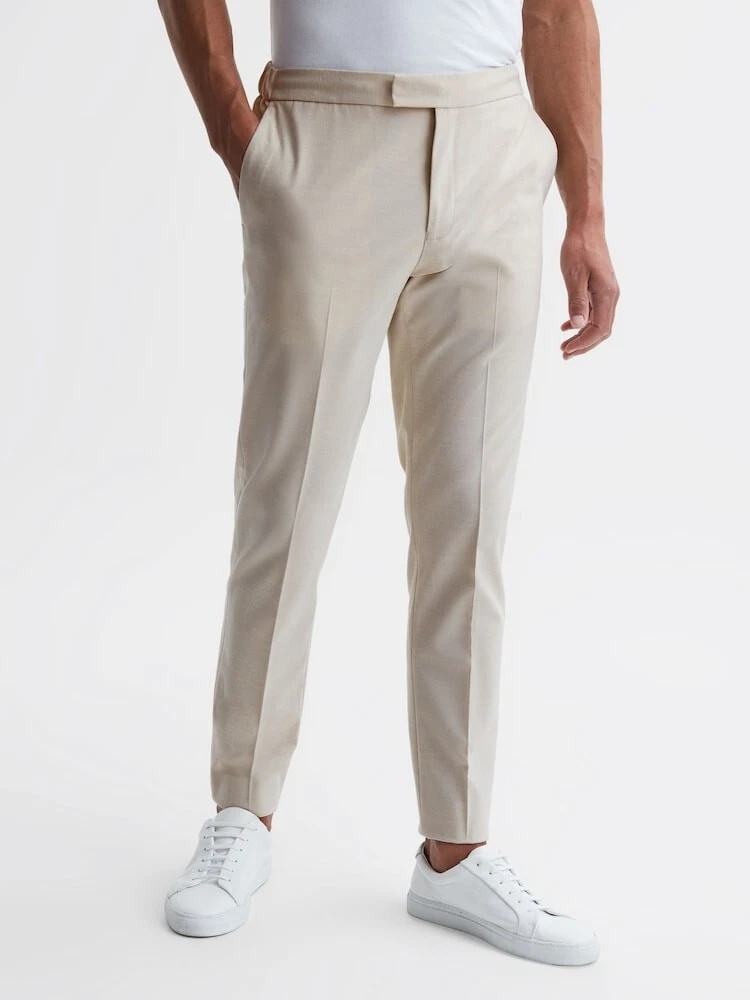 REISS Found Relaxed Drawstring Trousers in Ecru