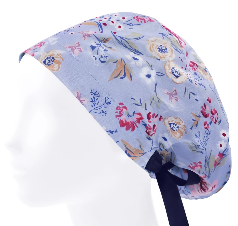 Scrub hat, scrub cap, surgery caps, floral surgical hats, nurse hat flowers blue - Image 3 of 3