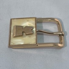 Vintage Swank Jewelry Pearl Gold K Initial Belt Buckle 2" x 1 1/4" B2