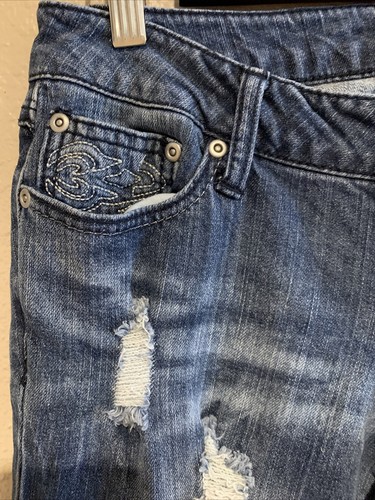 Vintage Retro Mudd Jeans Flare Cut Bell Bottom Y2K Size 7 Distressed - Picture 5 of 11