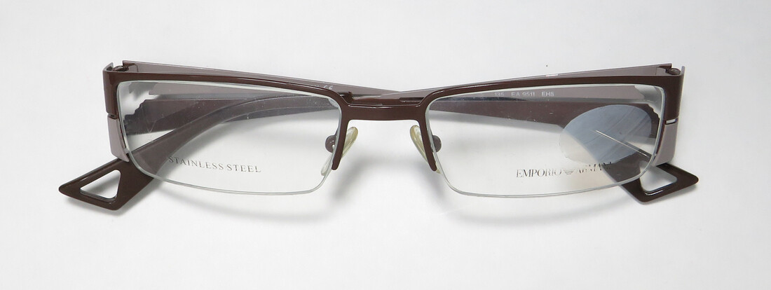 EMPORIO ARMANI 9511 EH8 HALF RIMLESS LOGO DESIGNER MADE IN ITALY HIP EYEGLASSES
