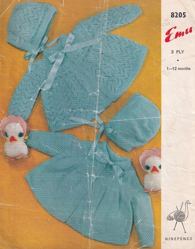 EMU 8205 Original Baby Strickanleitung Matinee Mäntel & Hauben 3-lagig