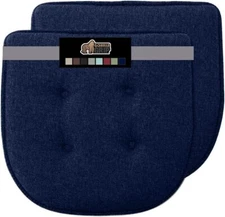 Gorilla Grip Tufted Chair Cushions Memory Foam Pads for Dining Room Kitchen BLUE