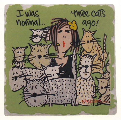Cat Theme Tumbled Tile Coasters Set of 6 CounterArt Absorbent Stone Cork Choice - Picture 3 of 10