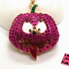 New Fashion Women Rose Rhinestone Halloween Pumpkin Pendant Chain Necklace