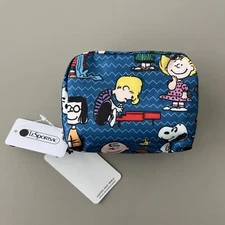 Lesportsac Snoopy Small Square Cosmetic Bag NWT 