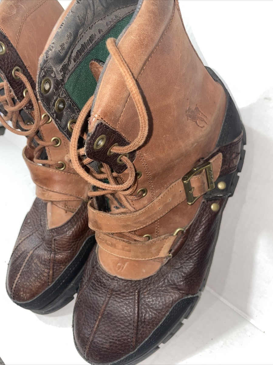 Polo Ralph Lauren Tavin Brown Leather Dual Strap Buckle Duck‎ Boots Men\'s 11.5 D Mens ralph lauren tavin - Gem main image 3