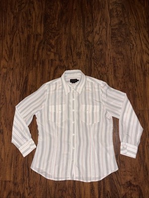 Pendleton Womens Stripe Button Down Shirt SZ 10 Petite Western Style