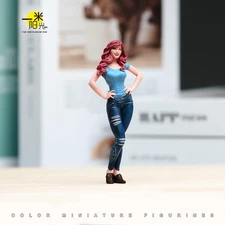 Diorama Scene Prop 1:24 Red Hair Girl Model Doll Realistic Miniature Figure Toys