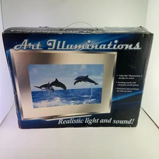 New Rare Art Illuminations Tabletop Light Up Dolphins Soothing Sounds