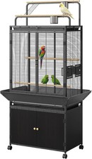 Large Bird Cage with Storage Cabinet Play Top Corner Flight Aviary