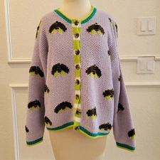 Vintage Hand Knitted  Cardigan Bay Bee Cotton Ramie Sweater Medium