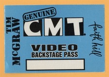 Tim McGraw 1996 w/ Faith Hill Concert Tour Video Backstage Pass 