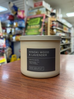 BRAND NEW White Barn HINOKI WOOD & LAVENDER 3 Wick Candle 14 oz