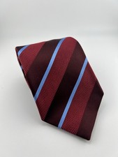 Ermenegildo Zegna Exclusive Mens Tie Red Blue Striped Silk 3.5" x 59  