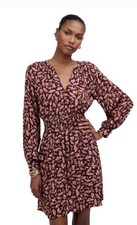 MADEWELL Smocked Waist Anita Dress Med Red Cream Flora Fit & Flare Above Knee