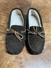 Old Friend Women  s 9 Brown Kelly Slippers/Moccasins Suede Leather Laces Loafers