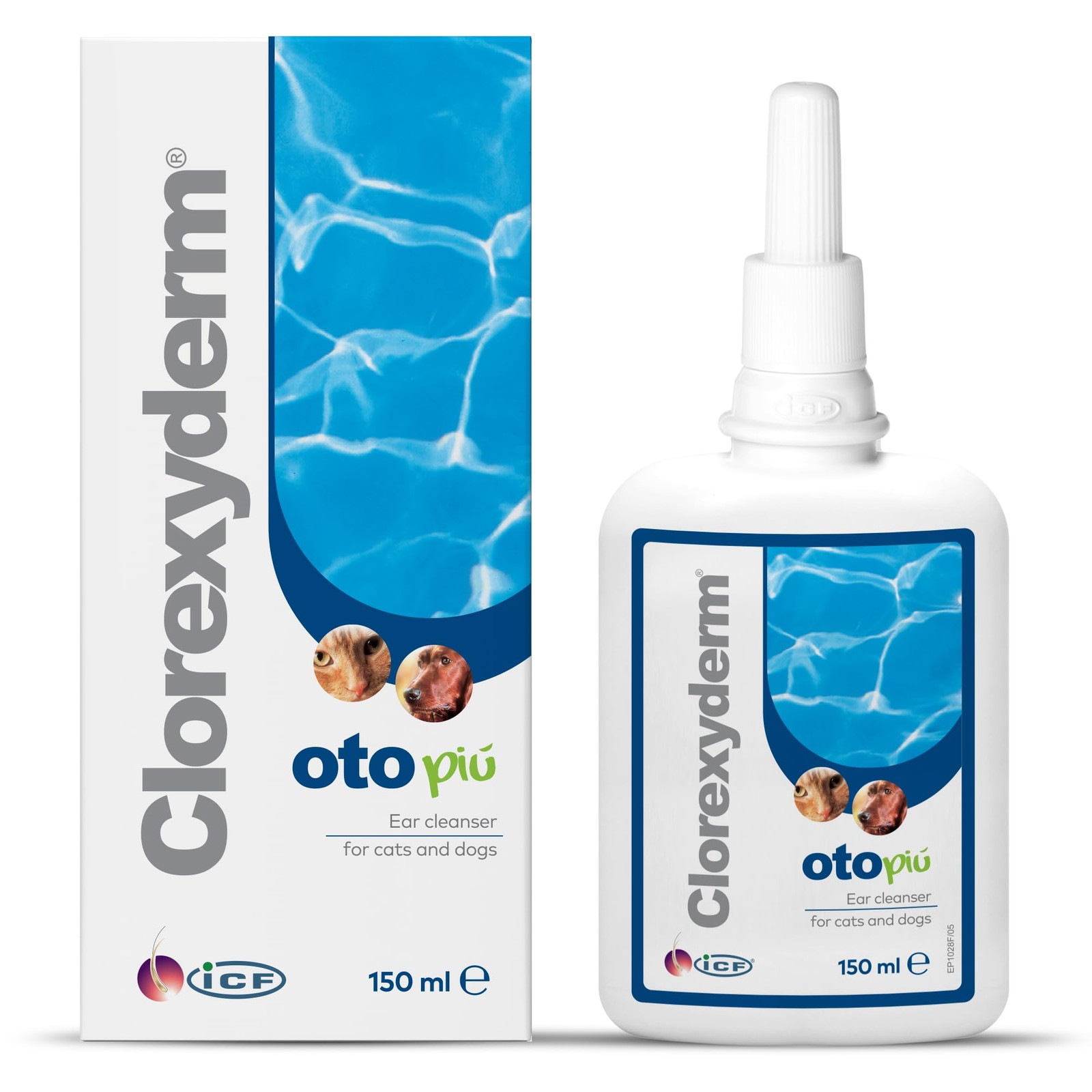ICF | Clorexyderm OTO Piu | Cat & Dog Ear Cleaner 150 ml (Pack of 1), White