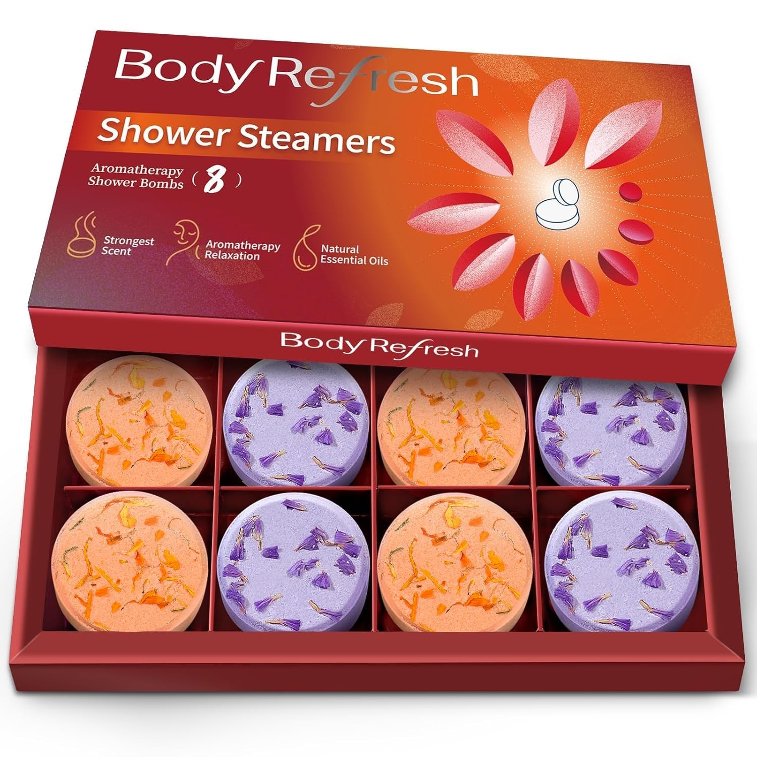 8-Pack Shower Steamers with Essential Oils - Citrus & Grapefruit Aromatherapy thumbnail 3
