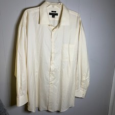 Pronto Uomo Classic Fit Mens Button Down Dress Shirt Size 19 34/35 Light Yellow