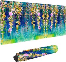 Abstract Watercolor Flowers Non-Slip Rubber Large Gaming Mouse Pad