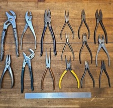 Vintage PLIERS Mixed LOT Mechanics Machinist Tool Lot KRAEUTER KLEIN PLIERUS