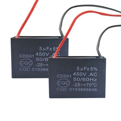 CBB61 Ceiling Fan Capacitor 2 Wire 5uf Compatible with 400/350/300/250VAC... 
