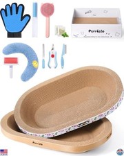 4PCS Cat Scratcher Bowl Set, Durable Cardboard, Eco-Friendly, Oval Design