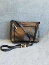 Vintage TULA Black Leather Crossbody Bag Organizer Shoulder Handbag Multi-Pocket