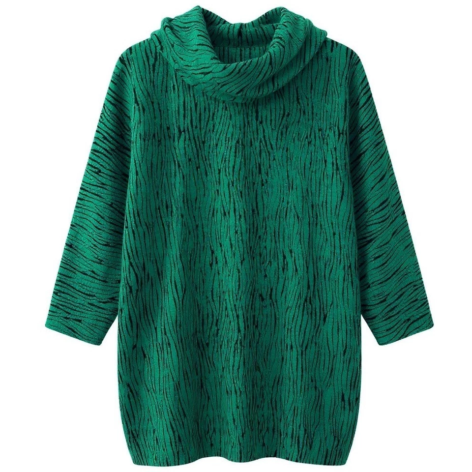 Ali Miles зеленый черный Tiger полоски капот шеи туника свитер женский размер S - CJ - Изображение 3 из 4