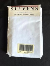 STEVENS COTTON PERCALE KING WHITE PILLOWCASES- NEW