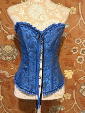 🌞Ladies Boned Lace Up Corset Saloon Western Basque M Goth Gothic Steampunk