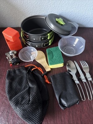 Lightweight Camping Cookware Set, Stove, Silverware, Backpacking, Aluminum, NWOT