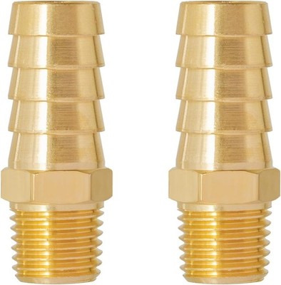 Brass Hose Barb Fittings 1/2'' x 1/4'' NPT - 2-Pack for Strong Connections