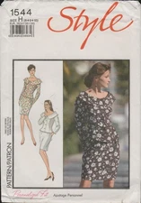 Style 1544 Pattern Portrait Collar Jacket Tapered Skirt 1980s Choose Size Uncut