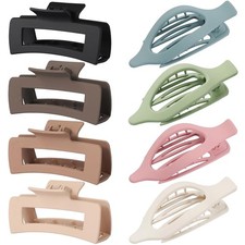 Hair Clips for Women 4.3 Inch Large Hair Claw Clips 8 pcs Square Claw Clips  Fl