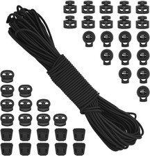 40Pcs Plastic Cord Locks with 1/8-Inch 65ft Elastic Cord Stretch String Sing-Hol