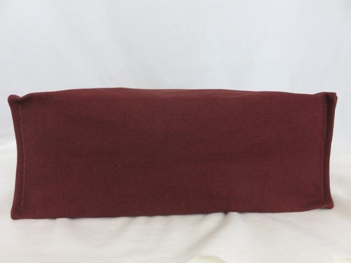 Hermes Etrivière Bag Burgundy Canvas Brown Leather Handles Etriviere Tote EUC - Picture 5 of 10