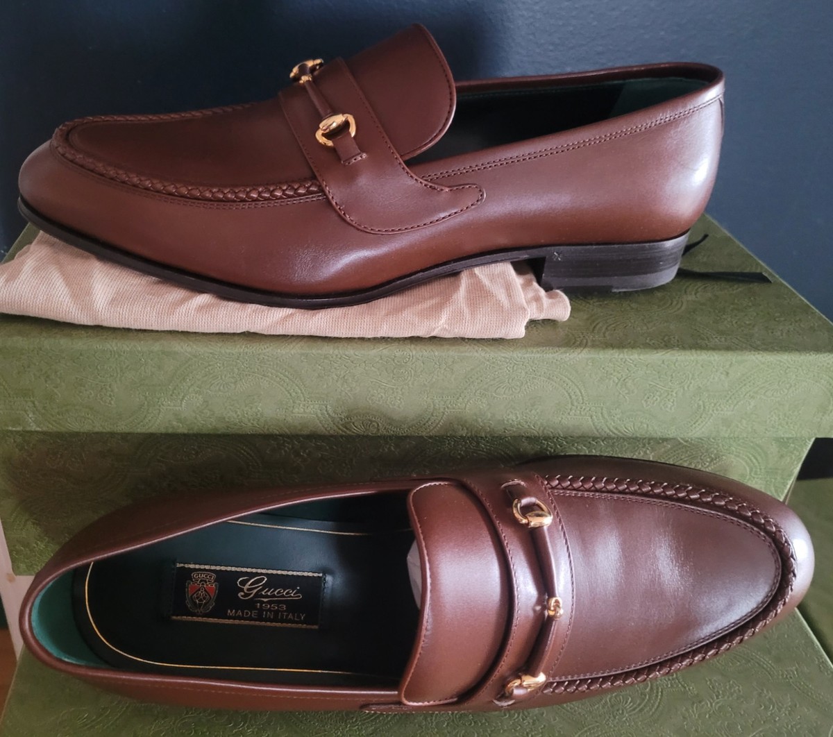 NEW AUTHENTIC GUCCI HORSEBIT 1953 LEATHER LOAFER GUCCI MENS  display picture 2