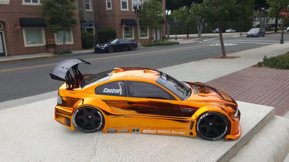 200mm 1/10 CHROME ORANGE BMW M3 4Tec2 drift HPI DC10 YD2 MST TT02 Body Only - Image 4 of 4