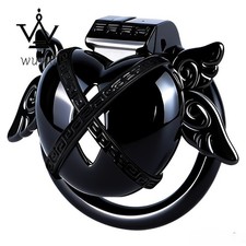 ABS Flat Sissy Male Chastity Cage Device Belt CB Lock with 4 Ring Abstinence