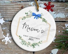 Baby Boy First Christmas Ornament Personalized Baby Name Ornament Customized...