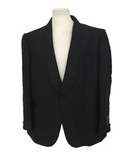 M&S Sartorial Men's Blazer Black Pure New Wool Shawl Lapel Button Pockets New F1