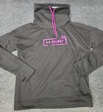 Under Armour Sweater Womens Medium Black Purple Funnel Neck Pullover Hunting Z2