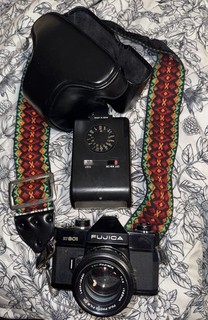 Fujica ST801 Black Vintage SLR Film Camera w/ EBC Fujinon 50mm f/1.4 Lens